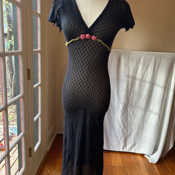 Betsey Johnson Dresses & Skirts - ***SOLD***Vintage Betsey Johnson New York Pink Embroidered Swiss Dot Dress